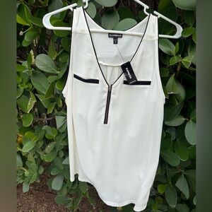 Express White Tank Top with Black Accents